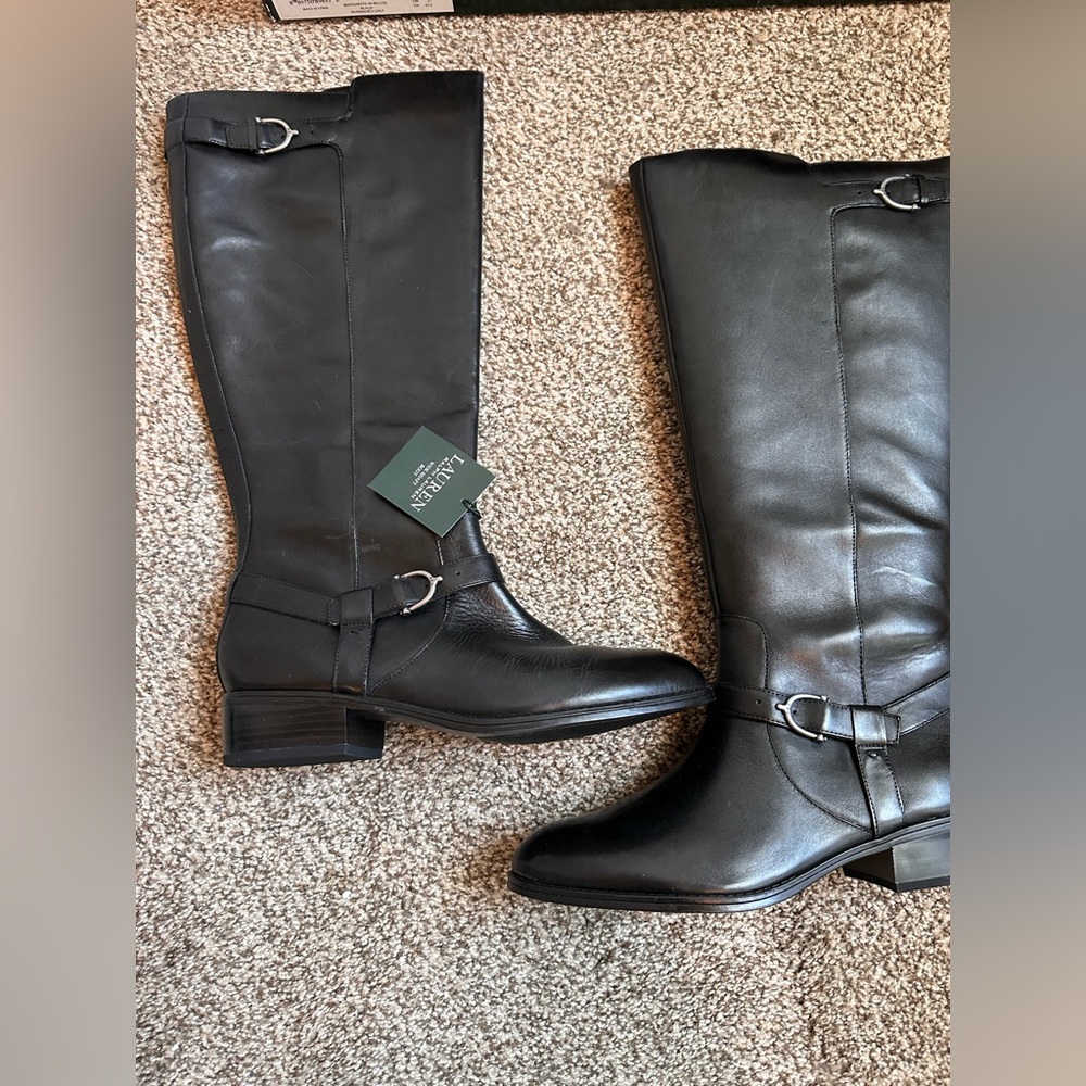 Women’s All Leather Knee-High Ralph Lauren Boots. Size 10. Wide-calf.